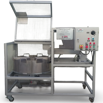 Front view of the Rotary Sample Divider with the cover open