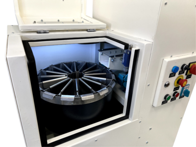 Rotary Sample Divider Continuous Process for laboratory. View of containers