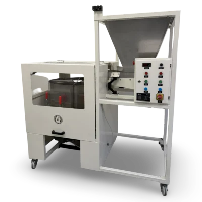 Rotary sample divider with fixed collection containers for practical and efficient sample splitting