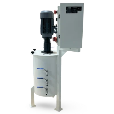 AISI 304 stainless steel mixing tank with control panel and multi-level drain valves