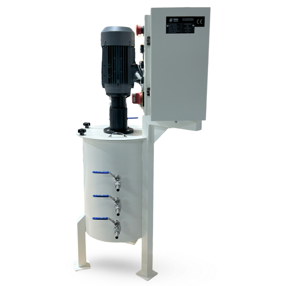 AISI 304 stainless steel mixing tank with control panel and multi-level drain valves